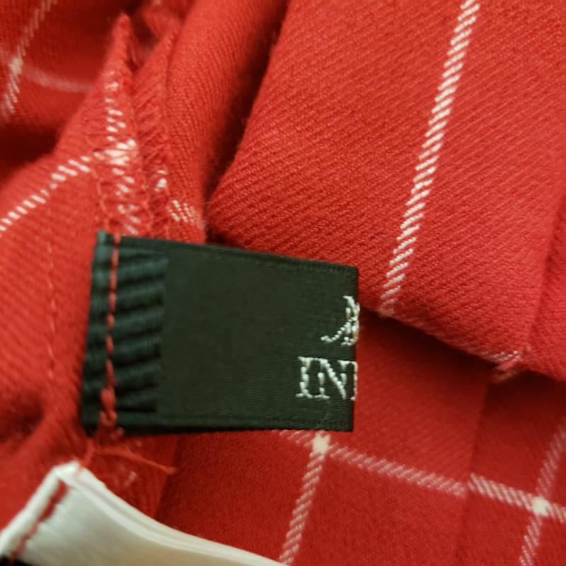 イネド INED パンツ スラックス 9分丈 7号 チェック 赤 / レッド / X 白 / ホワイト / レディース USED 古着 中古 10003493