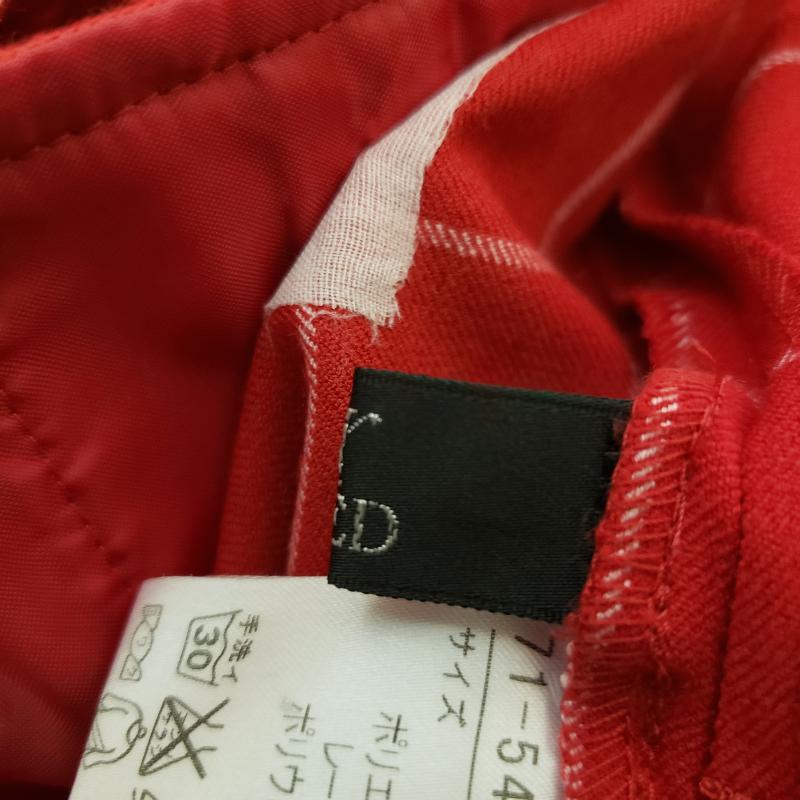 イネド INED パンツ スラックス 9分丈 7号 チェック 赤 / レッド / X 白 / ホワイト / レディース USED 古着 中古 10003493