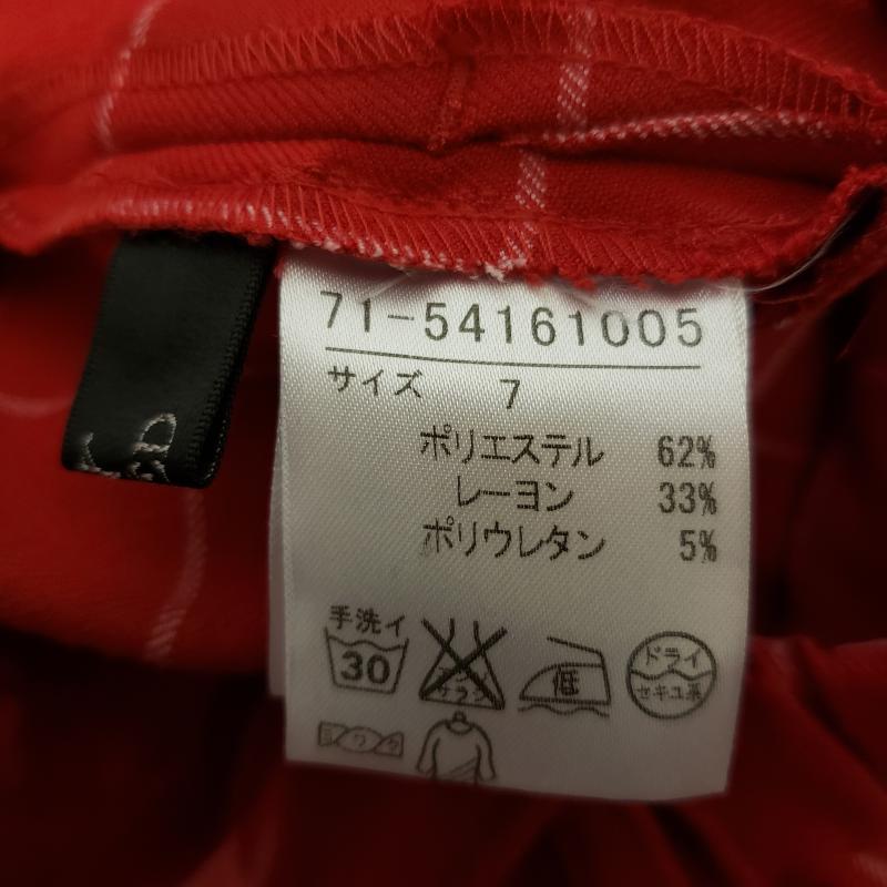 イネド INED パンツ スラックス 9分丈 7号 チェック 赤 / レッド / X 白 / ホワイト / レディース USED 古着 中古 10003493