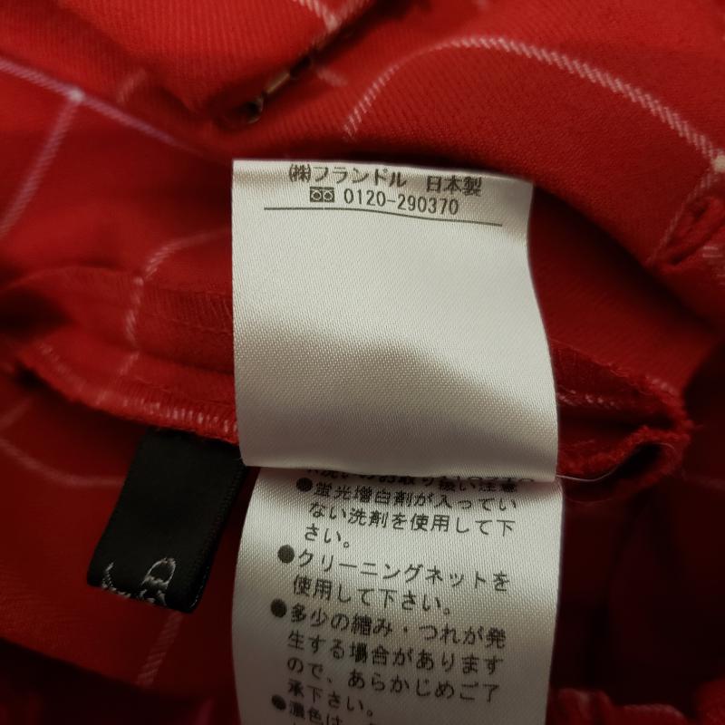イネド INED パンツ スラックス 9分丈 7号 チェック 赤 / レッド / X 白 / ホワイト / レディース USED 古着 中古 10003493