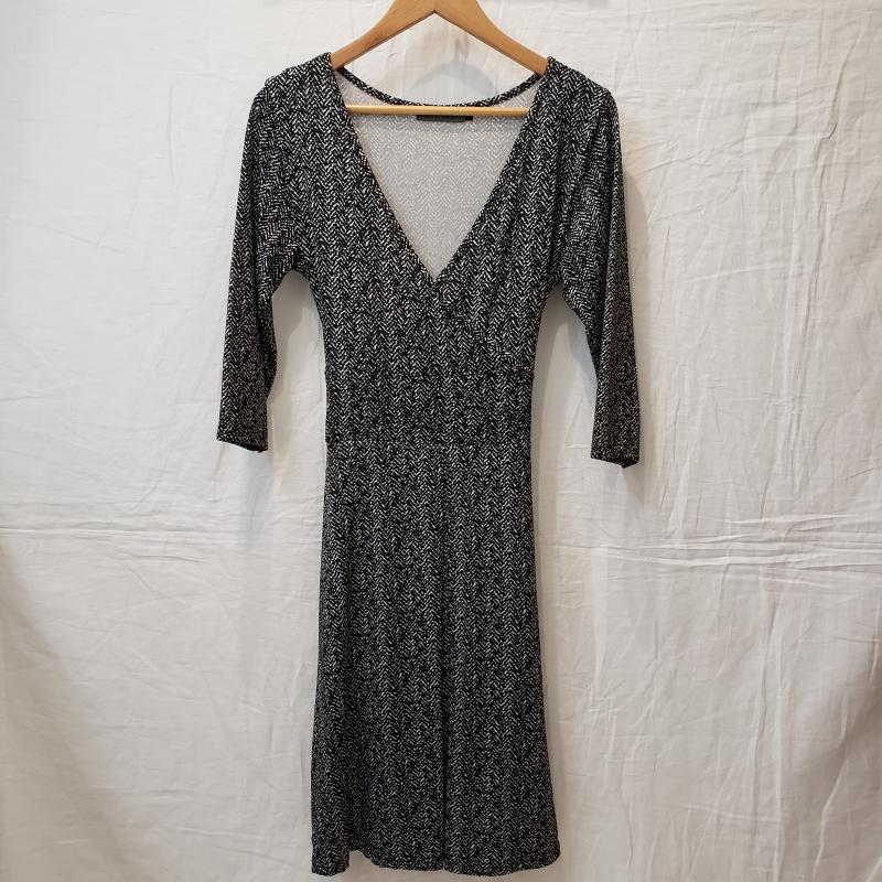 コクーン COCOON ワンピース ひざ丈スカート L 無地 黒 / ブラック / X 白 / ホワイト / レディース USED 古着 中古 10003517