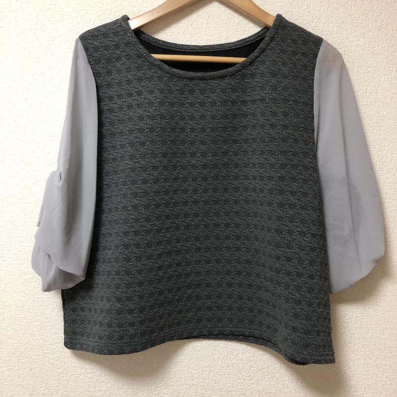 ヨーロ YOLO カットソー 七分袖 38 無地 X 総柄 灰 / グレー / レディース USED 古着 中古 10003755