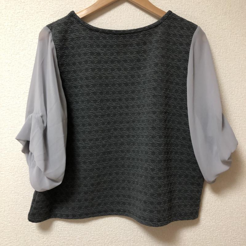 ヨーロ YOLO カットソー 七分袖 38 無地 X 総柄 灰 / グレー / レディース USED 古着 中古 10003755