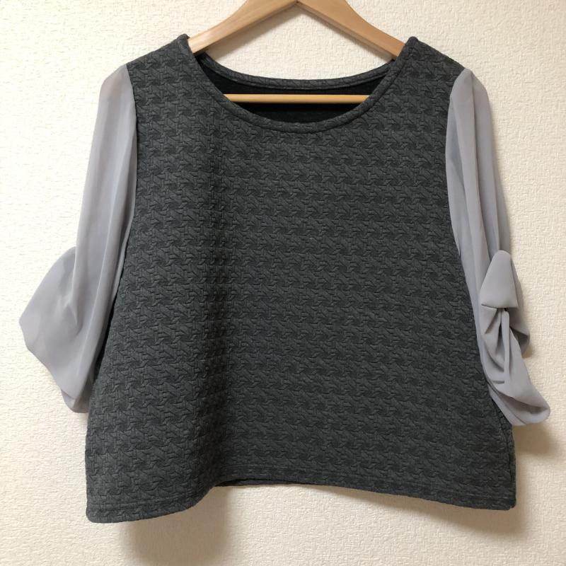 ヨーロ YOLO カットソー 七分袖 36 無地 X 総柄 灰 / グレー / レディース USED 古着 中古 10003757