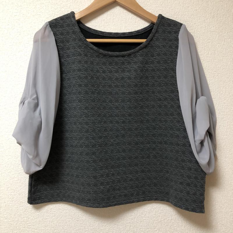 ヨーロ YOLO カットソー 七分袖 36 総柄 X 無地 灰 / グレー / レディース USED 古着 中古 10003758