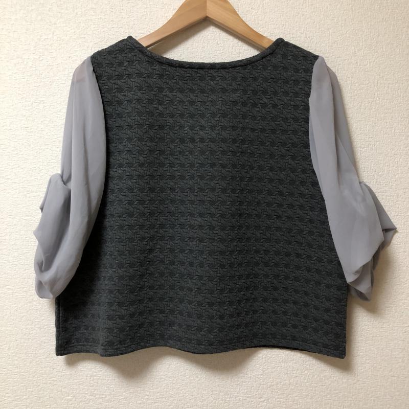 ヨーロ YOLO カットソー 七分袖 36 総柄 X 無地 灰 / グレー / レディース USED 古着 中古 10003758