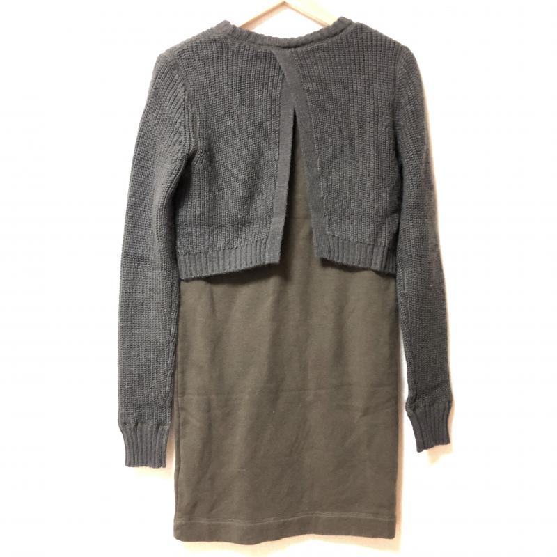 ドロシーズ DRWCYS ワンピース ひざ丈スカート 1 無地 灰 / グレー / X 緑 / グリーン / レディース USED 古着 中古 10003766