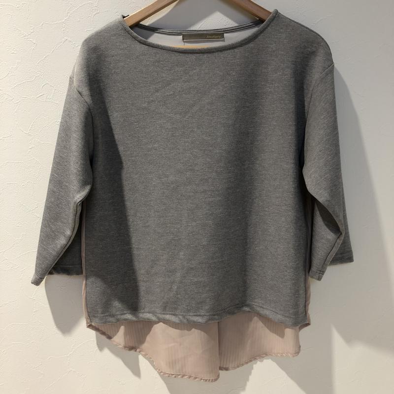 アンナケリー Anna Kerry カットソー 七分袖 36 無地 X ストライプ 灰 / グレー / X ベージュ / ベージュ / レディース USED 古着 中古 10003875