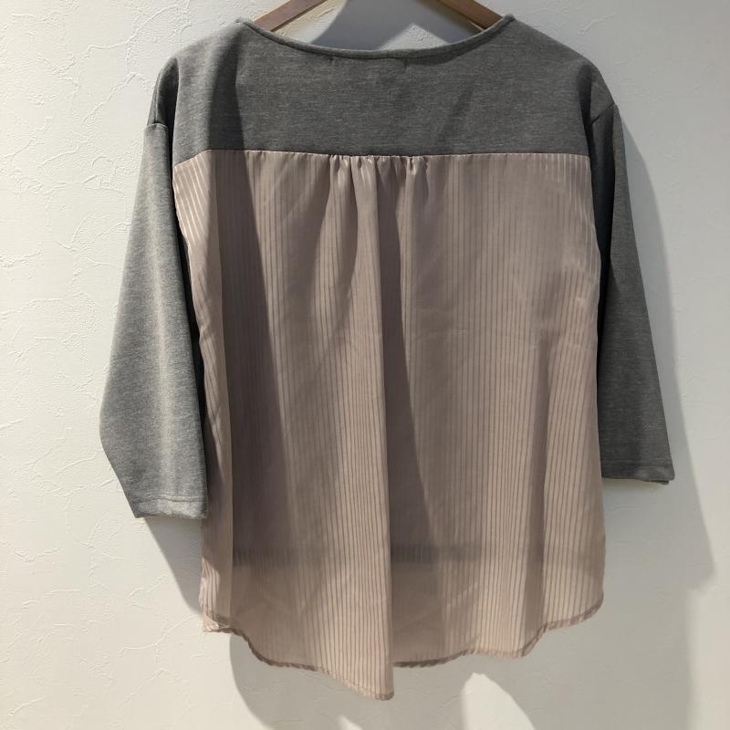 アンナケリー Anna Kerry カットソー 七分袖 36 無地 X ストライプ 灰 / グレー / X ベージュ / ベージュ / レディース USED 古着 中古 10003875