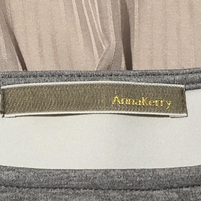 アンナケリー Anna Kerry カットソー 七分袖 36 無地 X ストライプ 灰 / グレー / X ベージュ / ベージュ / レディース USED 古着 中古 10003875