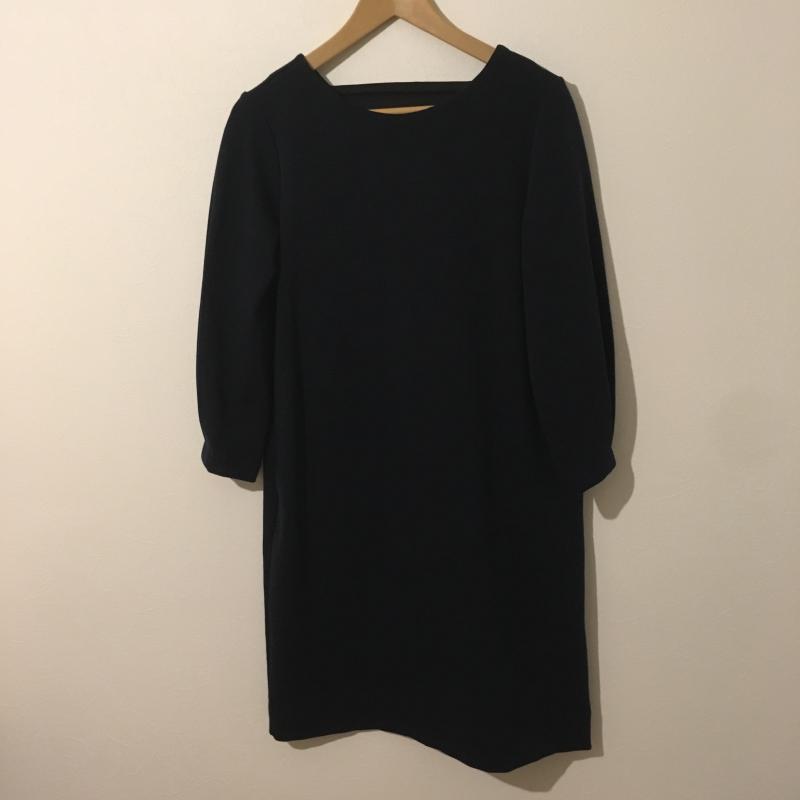 アナナス anana ワンピース ひざ丈スカート 後ろ襟素材切り替え 無地 紺 / ネイビー / レディース USED 古着 中古 10003911