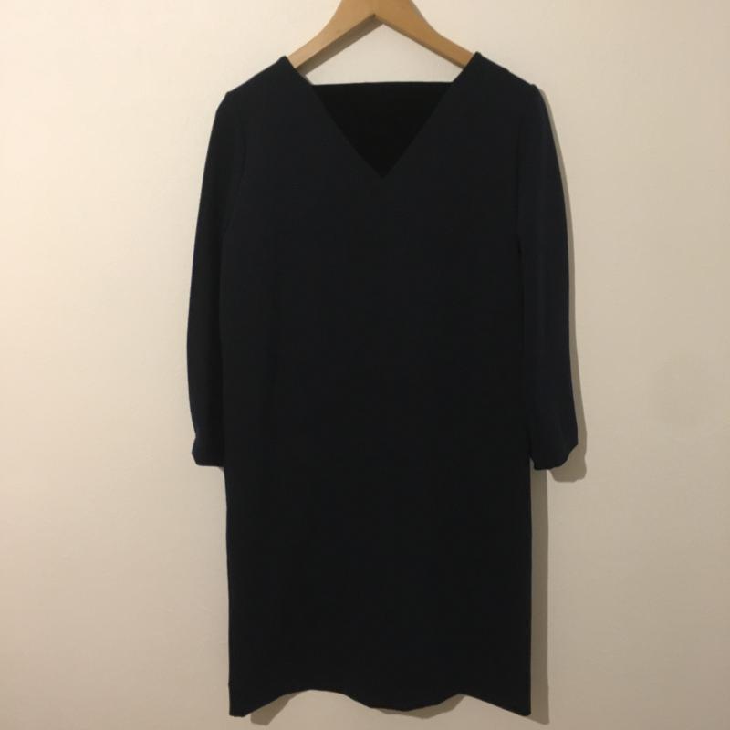 アナナス anana ワンピース ひざ丈スカート 後ろ襟素材切り替え 無地 紺 / ネイビー / レディース USED 古着 中古 10003911