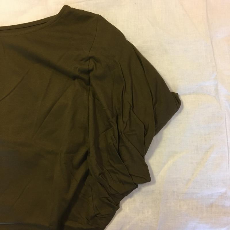 アナナス anana カットソー 半袖 変形袖 38 無地 緑 / グリーン / レディース USED 古着 中古 10003920