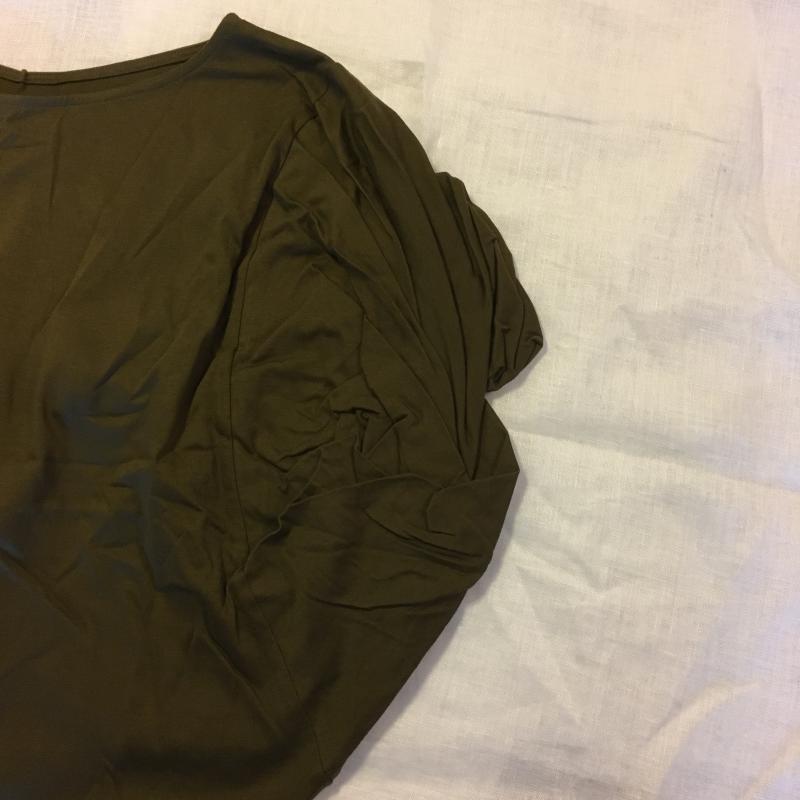 アナナス anana カットソー 半袖 変形袖 38 無地 緑 / グリーン / レディース USED 古着 中古 10003922