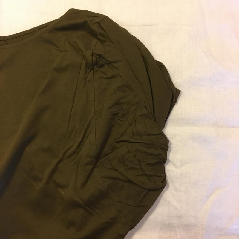 アナナス anana カットソー 半袖 変形袖 38 無地 緑 / グリーン / レディース USED 古着 中古 10003923