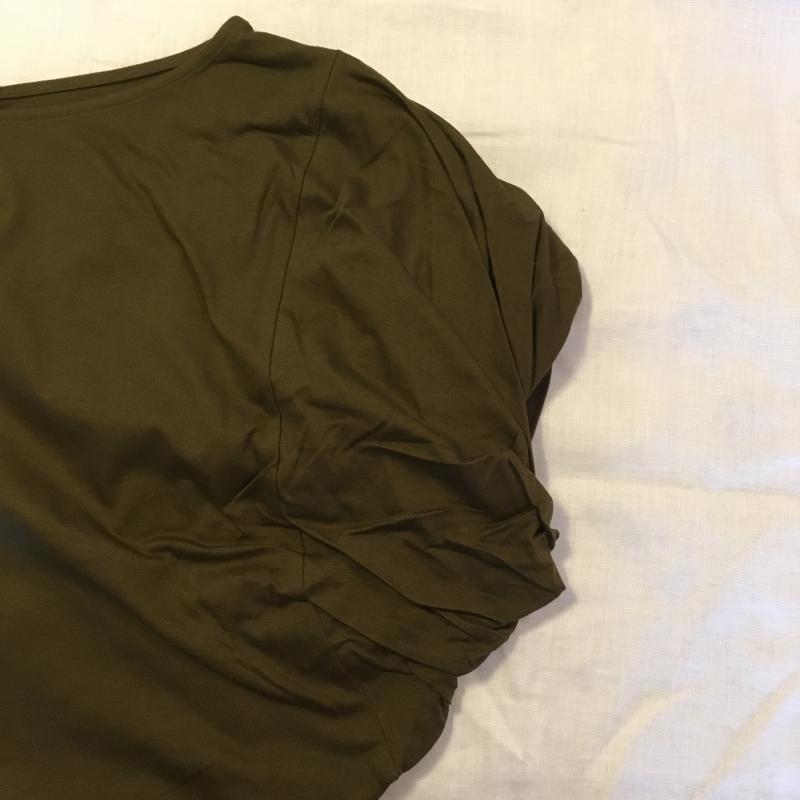 アナナス anana カットソー 半袖 変形袖 38 無地 緑 / グリーン / レディース USED 古着 中古 10003925