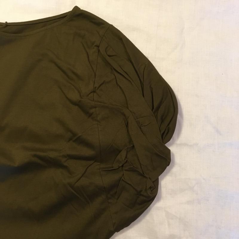 アナナス anana カットソー 半袖 変形袖 38 無地 緑 / グリーン / レディース USED 古着 中古 10003926