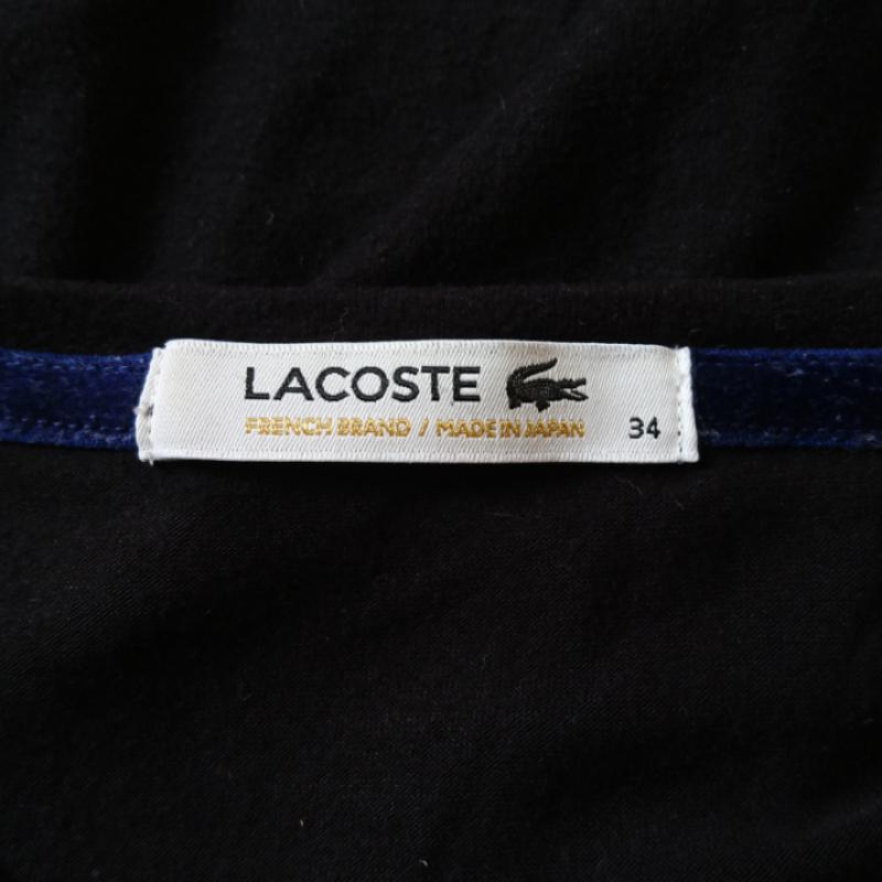 ラコステ LACOSTE Tシャツ 長袖 34 無地 X ワンポイント 黒 / ブラック / レディース USED 古着 中古 10004128