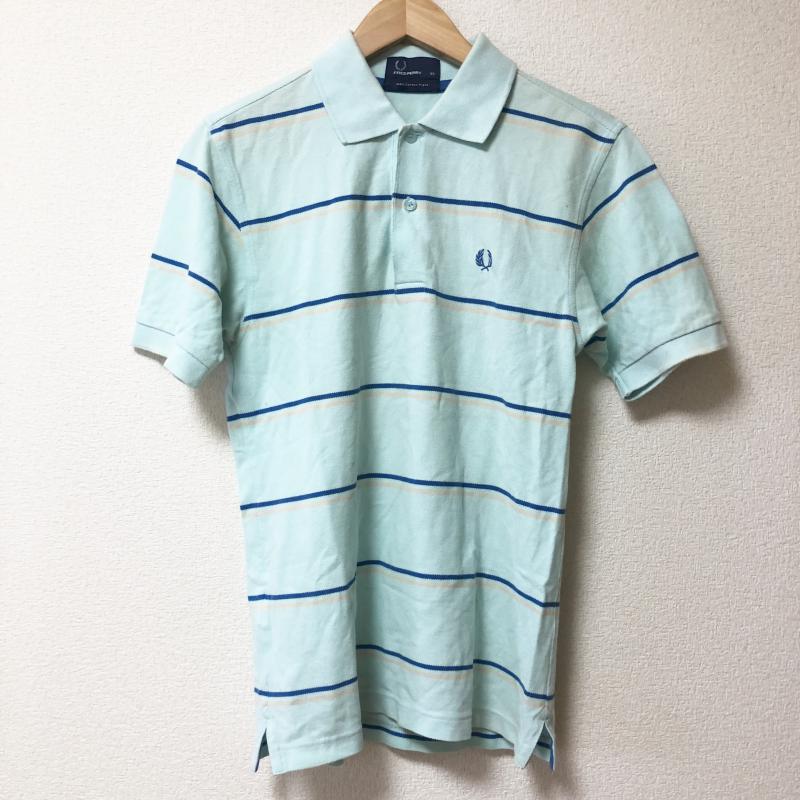 フレッドペリー FRED PERRY ポロシャツ 半袖 XS ボーダー柄 青 / ブルー / X 橙 / オレンジ / メンズ USED 古着 中古 10004138