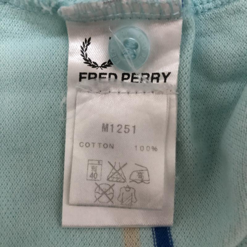 フレッドペリー FRED PERRY ポロシャツ 半袖 XS ボーダー柄 青 / ブルー / X 橙 / オレンジ / メンズ USED 古着 中古 10004138