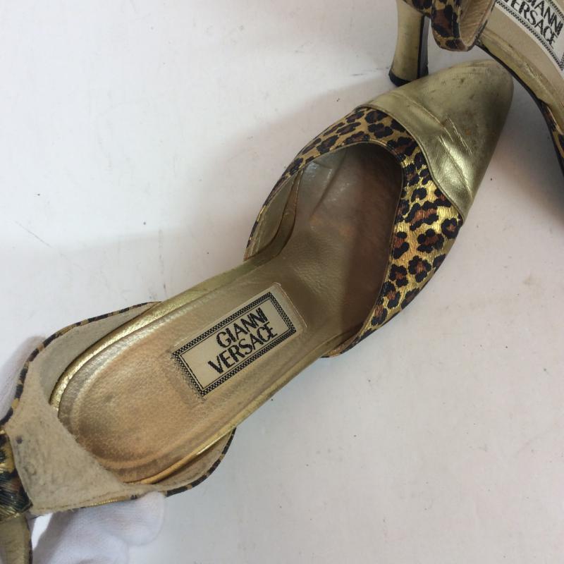 ジャンニヴェルサーチ GIANNI VERSACE ミュール ミュール 22.5cm ヒョウ柄・レオパード柄 金 / ゴールド / X 茶 / ブラウン / X ベージュ / ベージュ / レディース USED 古着 中古 10004201