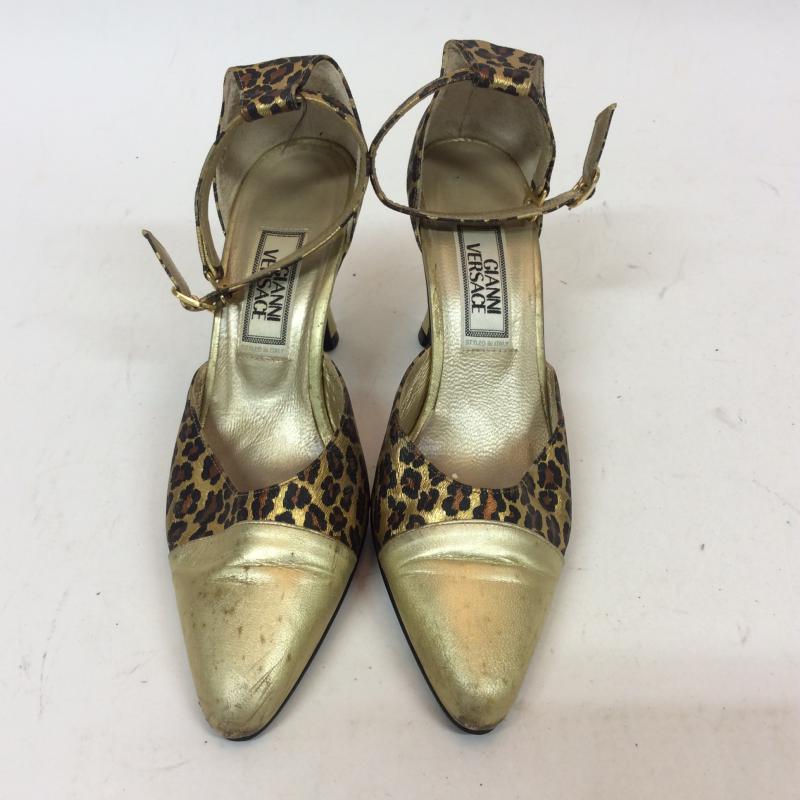 ジャンニヴェルサーチ GIANNI VERSACE ミュール ミュール 22.5cm ヒョウ柄・レオパード柄 金 / ゴールド / X 茶 / ブラウン / X ベージュ / ベージュ / レディース USED 古着 中古 10004201