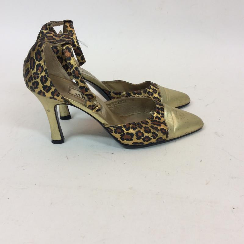 ジャンニヴェルサーチ GIANNI VERSACE ミュール ミュール 22.5cm ヒョウ柄・レオパード柄 金 / ゴールド / X 茶 / ブラウン / X ベージュ / ベージュ / レディース USED 古着 中古 10004201