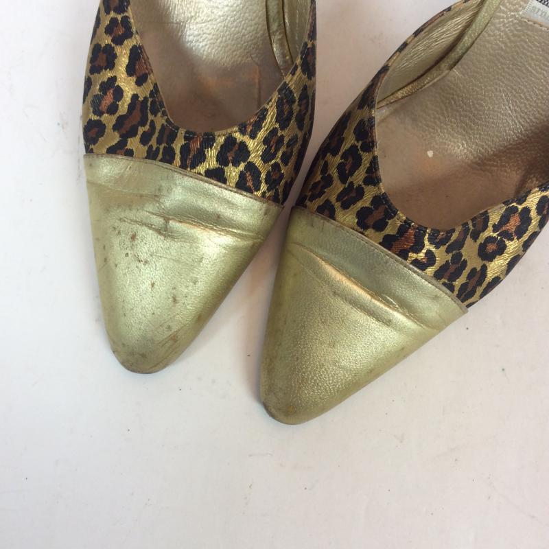 ジャンニヴェルサーチ GIANNI VERSACE ミュール ミュール 22.5cm ヒョウ柄・レオパード柄 金 / ゴールド / X 茶 / ブラウン / X ベージュ / ベージュ / レディース USED 古着 中古 10004201
