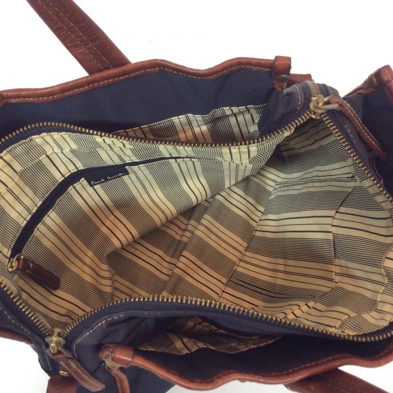 ポールスミス Paul Smith ハンドバッグ ハンドバッグ 無地 紺 / ネイビー / X 茶 / ブラウン / メンズ USED 古着 中古 10004205