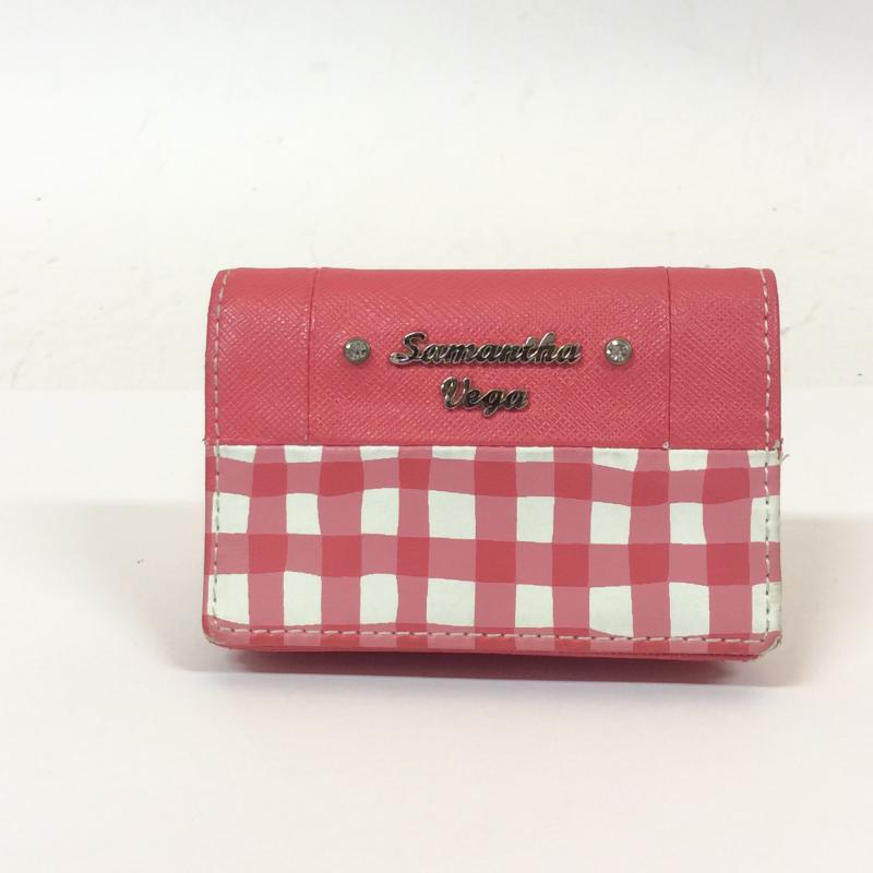 サマンサベガ Samantha Vega カードケース 名刺入れ 無地 X チェック 赤 / レッド / X 白 / ホワイト / レディース USED 古着 中古 10004218