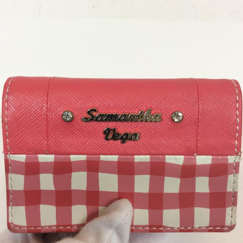 サマンサベガ Samantha Vega カードケース 名刺入れ 無地 X チェック 赤 / レッド / X 白 / ホワイト / レディース USED 古着 中古 10004218