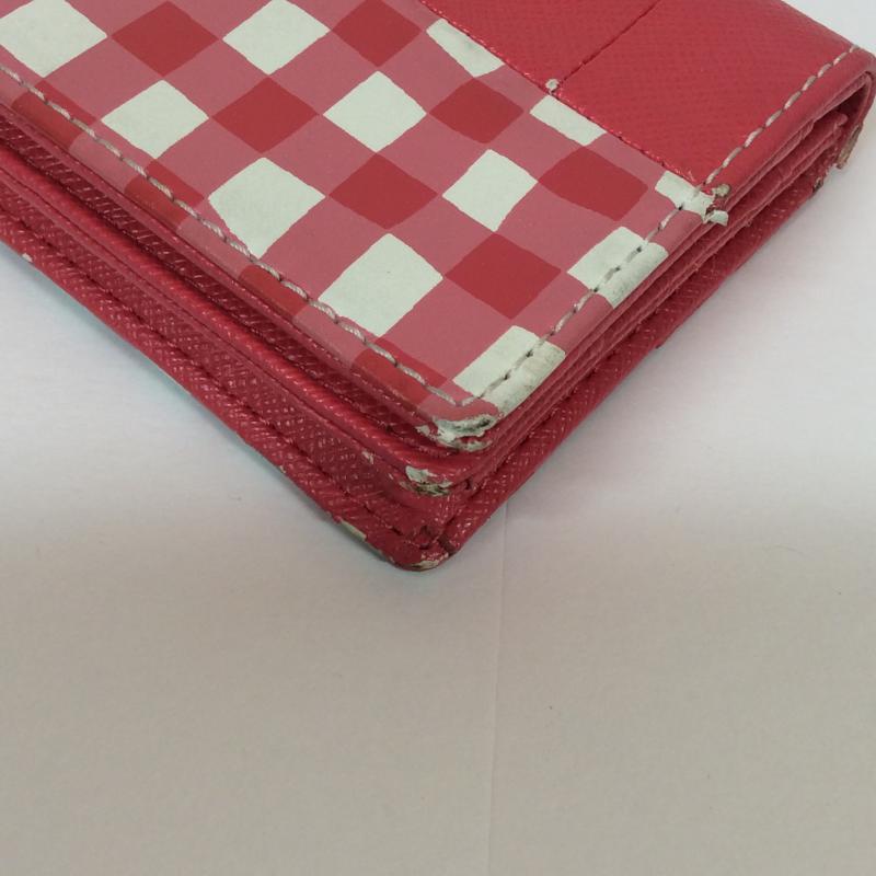 サマンサベガ Samantha Vega カードケース 名刺入れ 無地 X チェック 赤 / レッド / X 白 / ホワイト / レディース USED 古着 中古 10004218