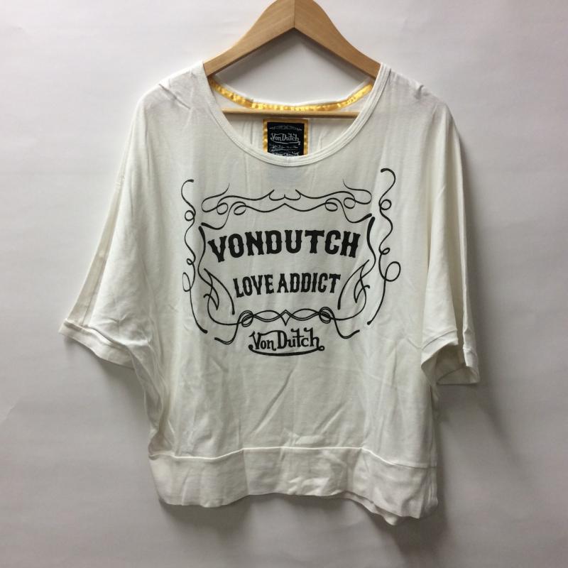 ボンダッチ VONDUTCH カットソー 半袖 M 無地 X プリント 白 / ホワイト / レディース USED 古着 中古 10004252