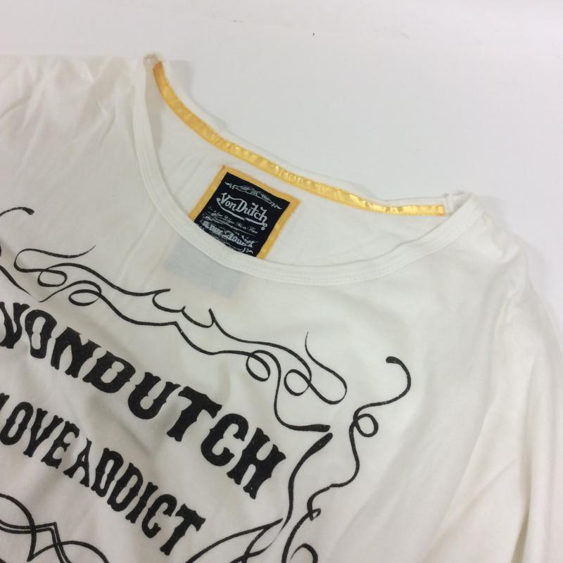 ボンダッチ VONDUTCH カットソー 半袖 M 無地 X プリント 白 / ホワイト / レディース USED 古着 中古 10004252