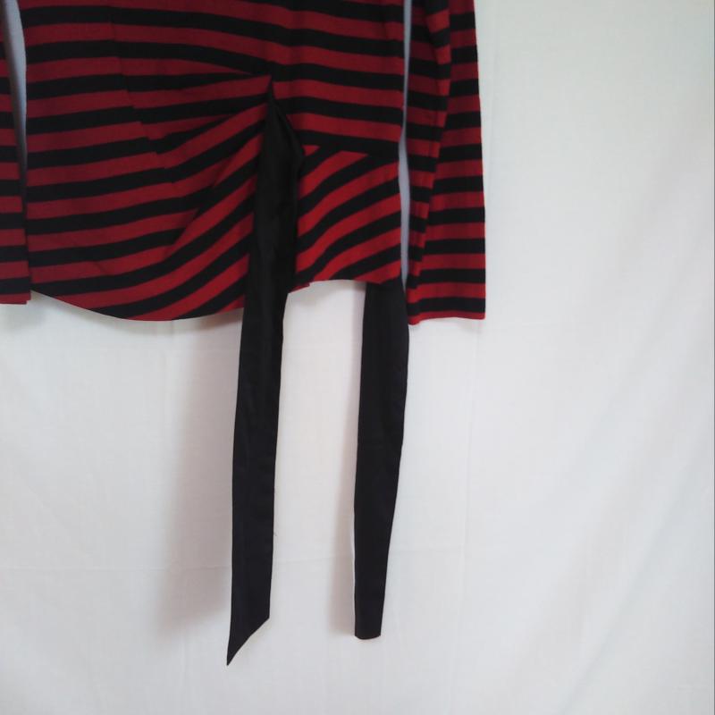 エンネア Ennea カットソー 長袖 36 ボーダー柄 黒 / ブラック / X 赤 / レッド / レディース USED 古着 中古 10004271