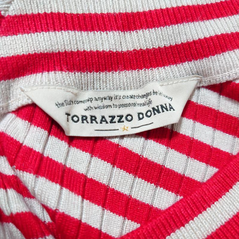 トラッゾドンナ Torrazzo Donna カットソー 長袖 ストライプ 白 / ホワイト / X 赤 / レッド / レディース USED 古着 中古 10004395