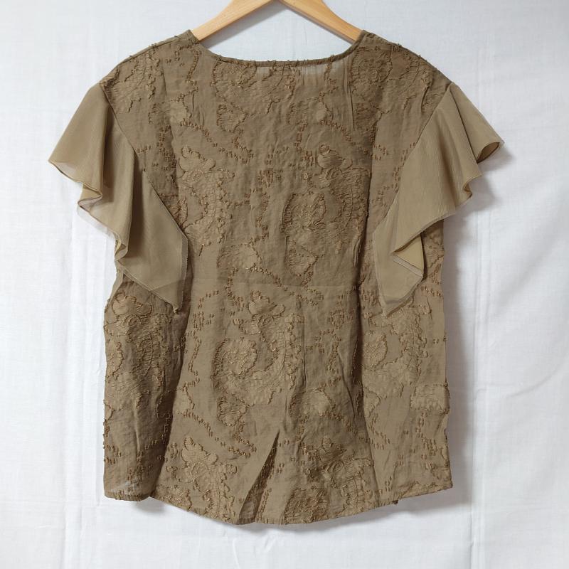 エミリアン EMILYAN カットソー 半袖 9 刺繍 茶 / ブラウン / レディース USED 古着 中古 10004406