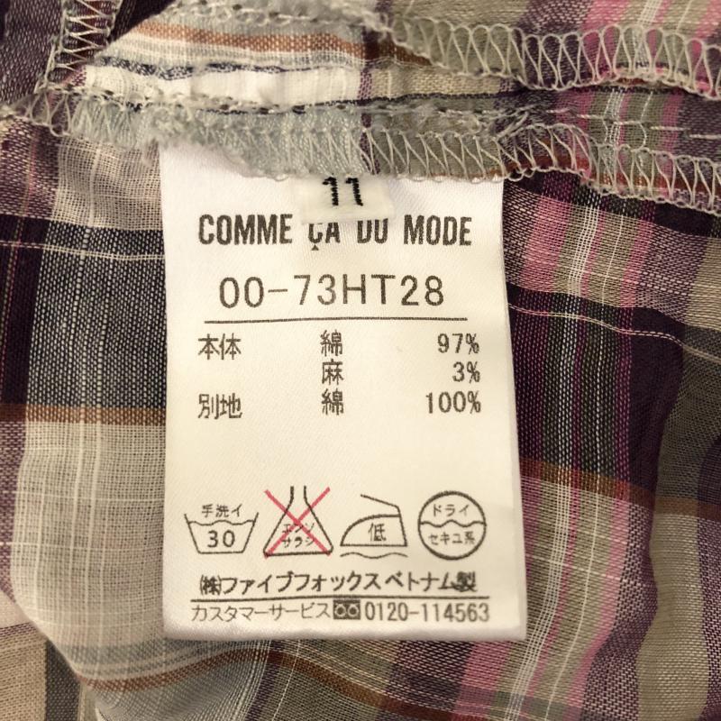 コムサデモード COMME CA DUMODE シャツ、ブラウス 長袖 チェック 白 / ホワイト / X 桃 / ピンク / X 紫 / パープル / X 緑 / グリーン / X 茶 / ブラウン / レディース USED 古着 中古 10004645