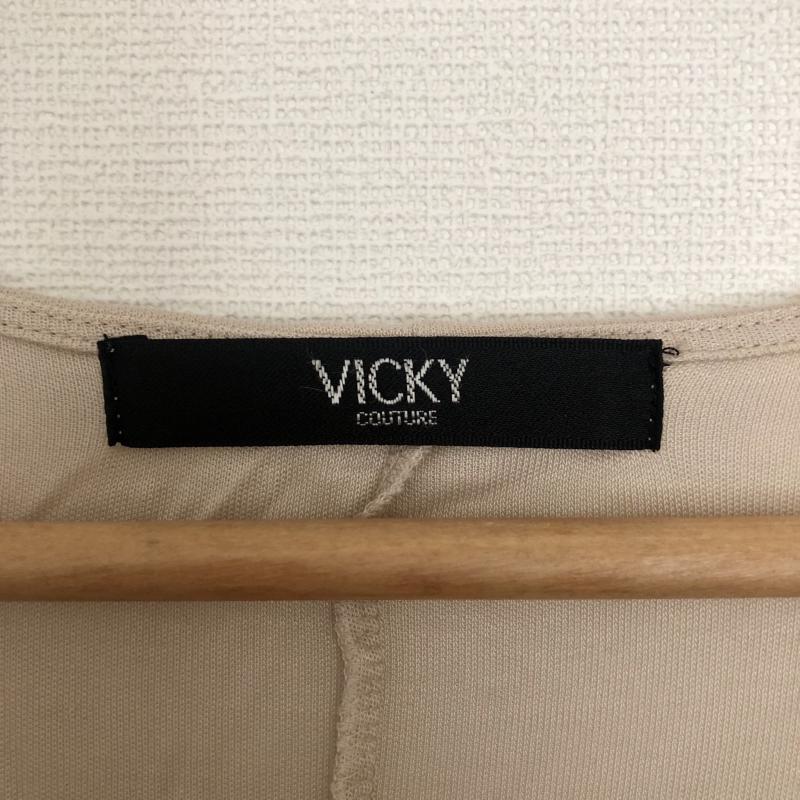ビッキー VICKY チュニック 七分袖 2 無地 ベージュ / ベージュ / レディース USED 古着 中古 10004653