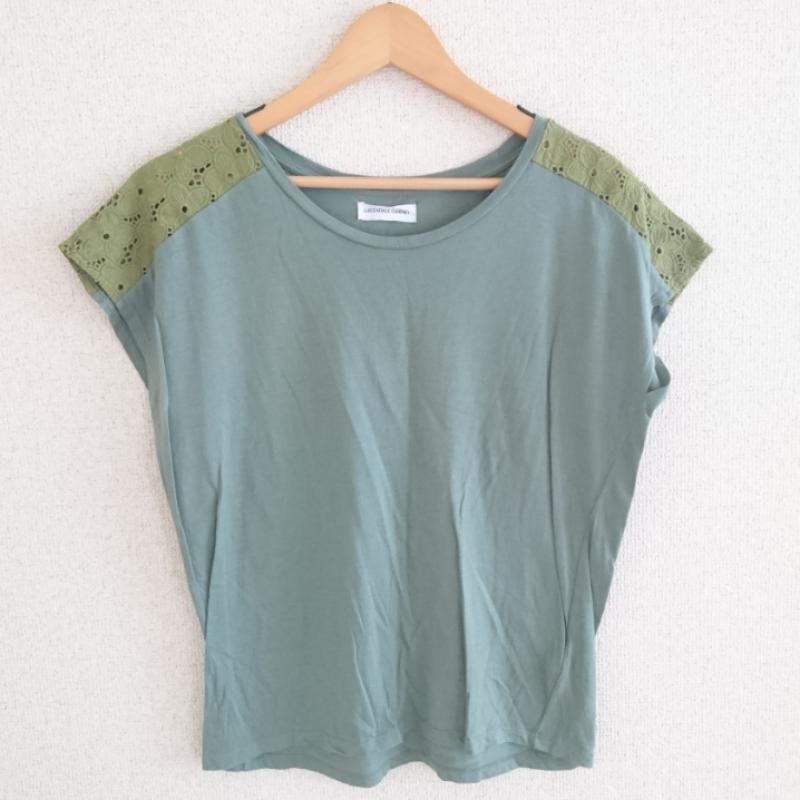 グリーンデイル ガーネット GREENDALE GARNET Tシャツ 半袖 L 無地 X 花柄 緑 / グリーン / レディース USED 古着 中古 10004735