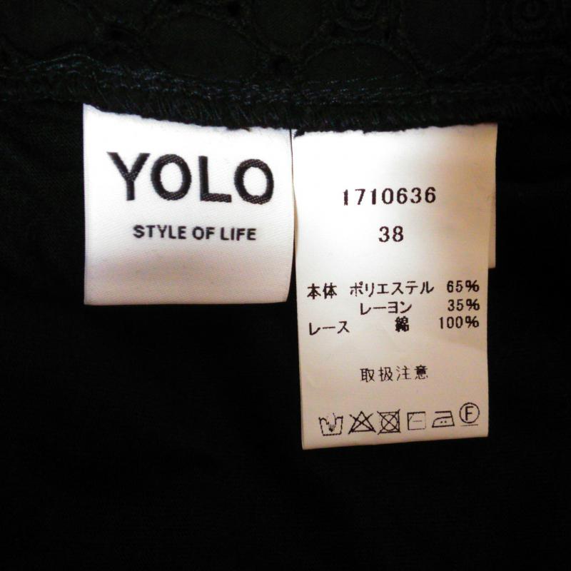 ヨーロ YOLO カットソー 半袖 38 無地 X 刺繍 黒 / ブラック / レディース USED 古着 中古 10004812