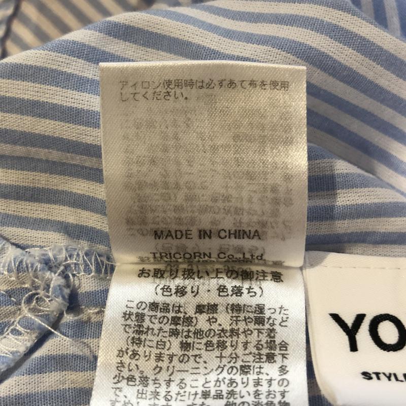 ヨーロ YOLO シャツ、ブラウス 長袖 FREE ストライプ 青 / ブルー / X 白 / ホワイト / レディース USED 古着 中古 10004934