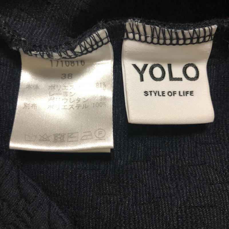 ヨーロ YOLO カットソー 七分袖 38 無地 X 刺繍 紺 / ネイビー / レディース USED 古着 中古 10004940