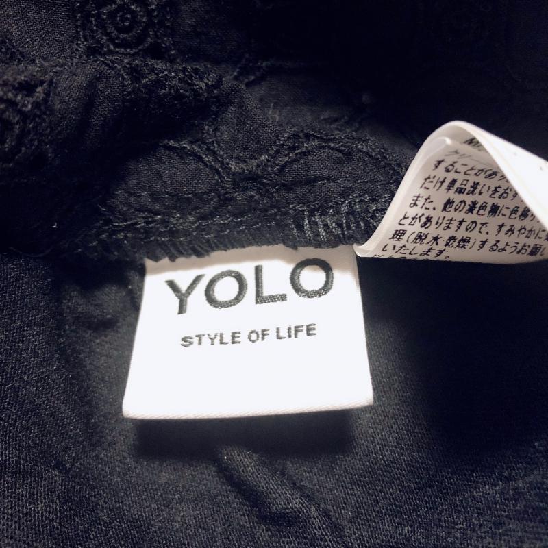 ヨーロ YOLO カットソー 半袖 38 無地 X 刺繍 黒 / ブラック / レディース USED 古着 中古 10004989
