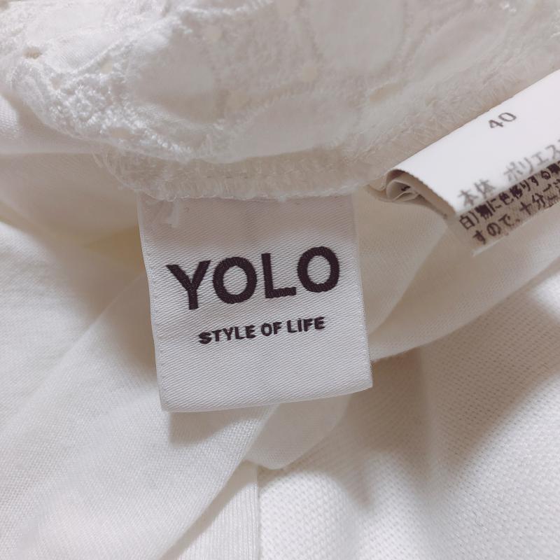 ヨーロ YOLO カットソー 半袖 40 無地 X 刺繍 白 / ホワイト / レディース USED 古着 中古 10005031