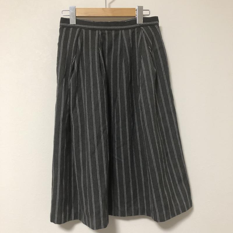 ヨーロ YOLO スカート ひざ丈スカート M ストライプ 灰 / グレー / レディース USED 古着 中古 10005220