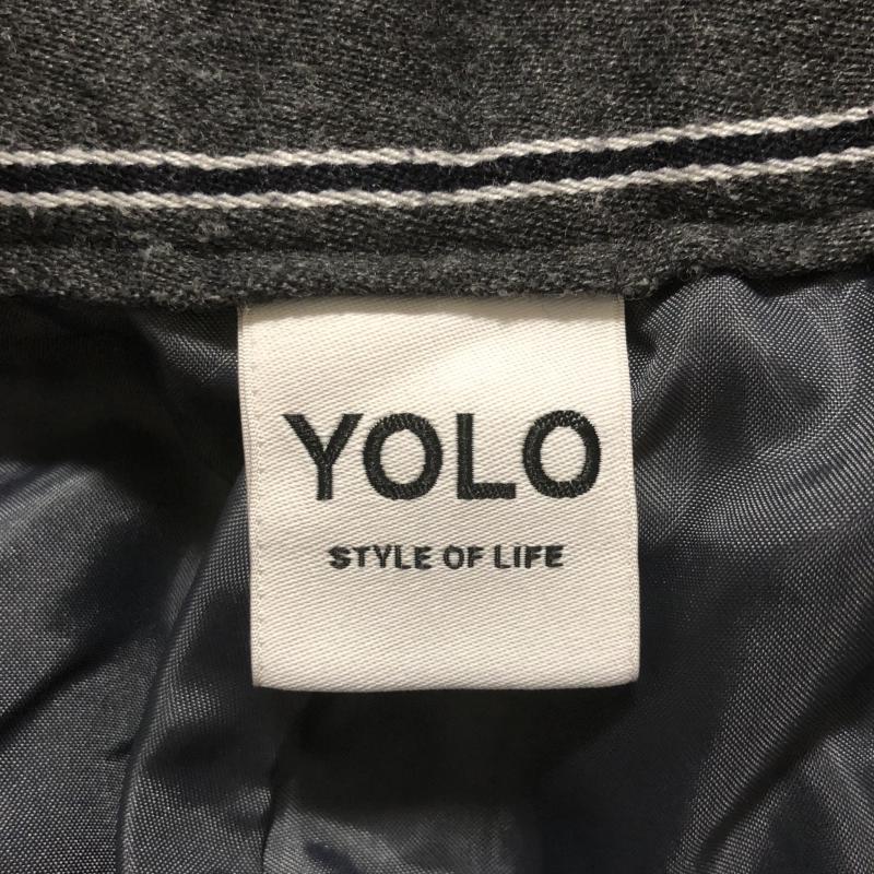 ヨーロ YOLO スカート ひざ丈スカート M ストライプ 灰 / グレー / レディース USED 古着 中古 10005220