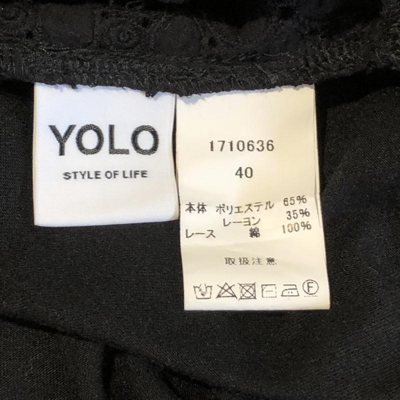 ヨーロ YOLO シャツ、ブラウス 半袖 40 無地 X 刺繍 黒 / ブラック / レディース USED 古着 中古 10005692