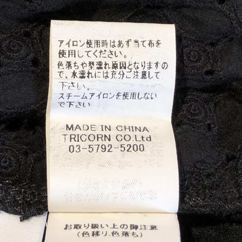 ヨーロ YOLO シャツ、ブラウス 半袖 40 無地 X 刺繍 黒 / ブラック / レディース USED 古着 中古 10005692