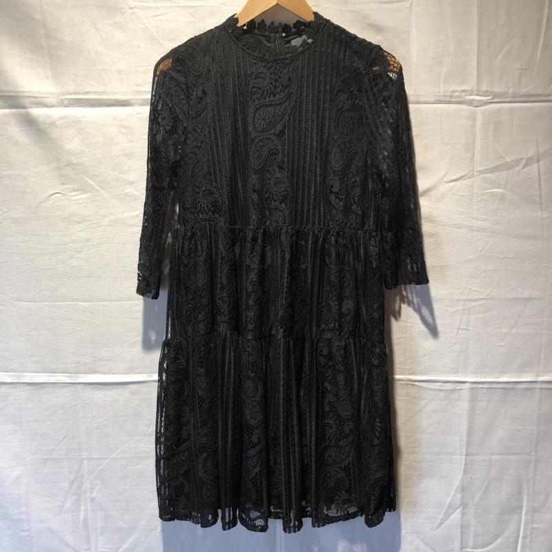 コクーン COCOON ワンピース ひざ丈スカート M 無地 黒 / ブラック / レディース USED 古着 中古 10005713
